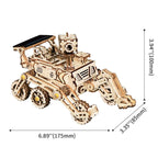 Hands on wooden Mars rover assembly kit with 209 precision cut parts, engaging STEM project for curious kids and teens