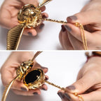 Golden Snitch box with a delicate chain necklace, a Harry Potter keepsake and jewelry storage gift for Potterheads RNGBX1