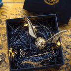Gold snitch ring box gift set with a Deathly Hallows stand and fairy lights, a Harry Potter proposal keepsake box RNGBX1