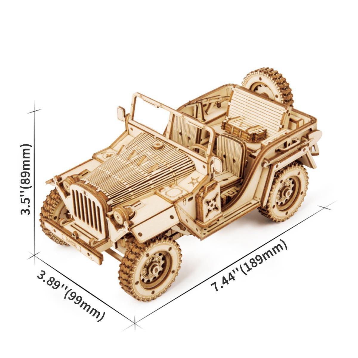 Compact wooden car model about 189 mm long that fits a desk, shelf, or collection cabinet as a finished display piece