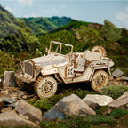 Buildable army field car model for teens and adults age 14 and up, a collectible wooden puzzle gift for hobby builders