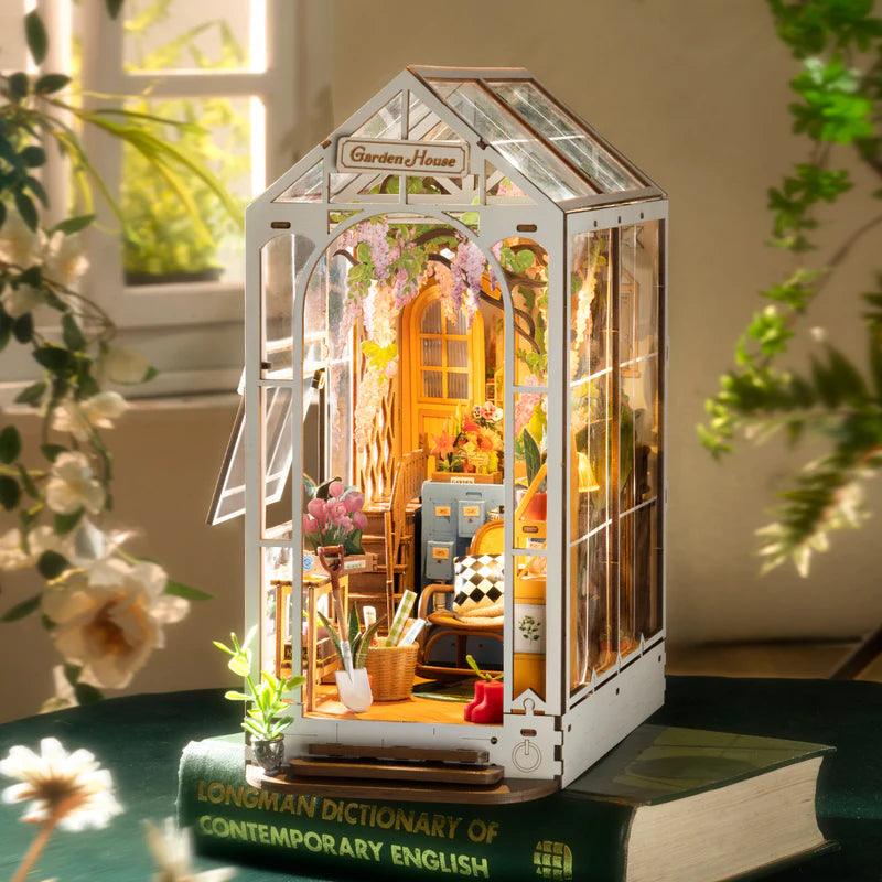 176 piece precision cut book nook kit with a French garden house design and a relaxing beginner friendly build