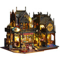 LED miniature house kit that builds a glowing wooden magic city, an illuminated dollhouse display for adults KIt Only, Kit + Dust Cover