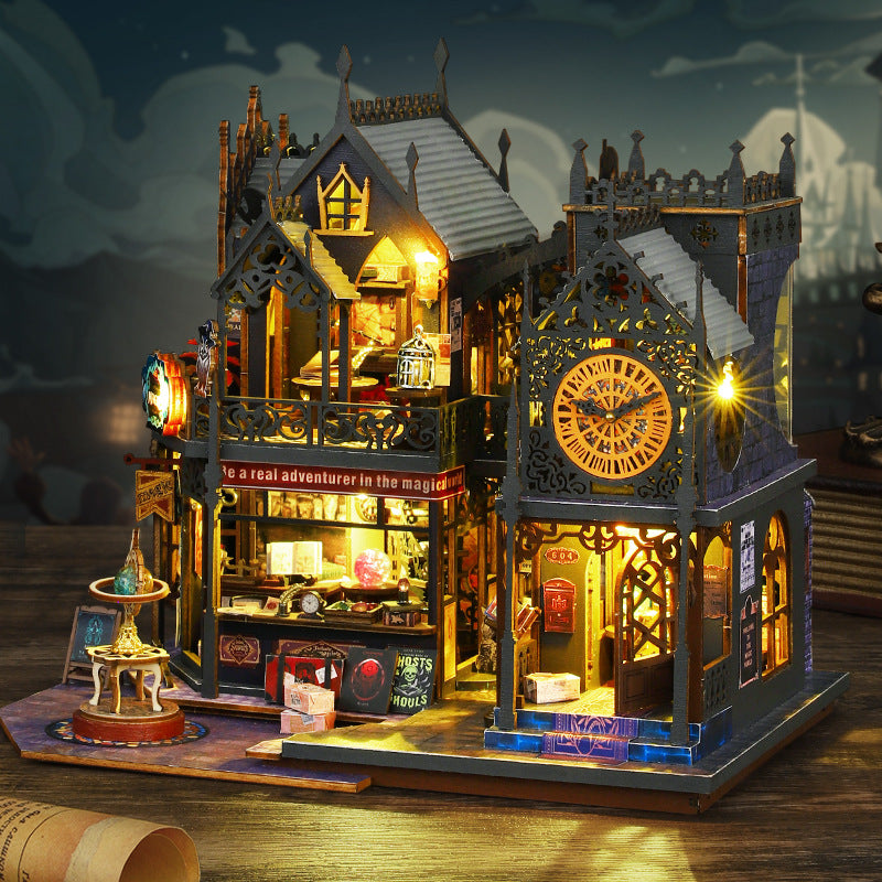 Illuminated miniature city model with LED lighting, a collectible glowing dollhouse centerpiece for display KIt Only, Kit + Dust Cover