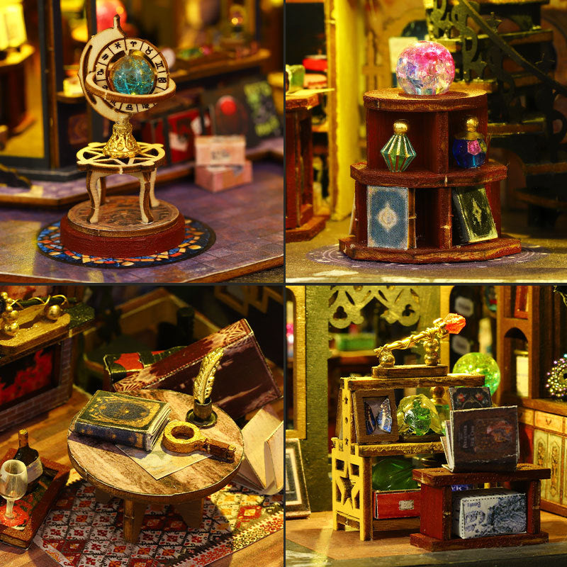 LED wooden dollhouse kit, a housewarming and birthday gift that finishes as a glowing magic city display piece KIt Only, Kit + Dust Cover