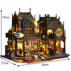 Magic city miniature dollhouse kit with glowing LED windows, a weekend craft project and desk decor gift idea KIt Only, Kit + Dust Cover