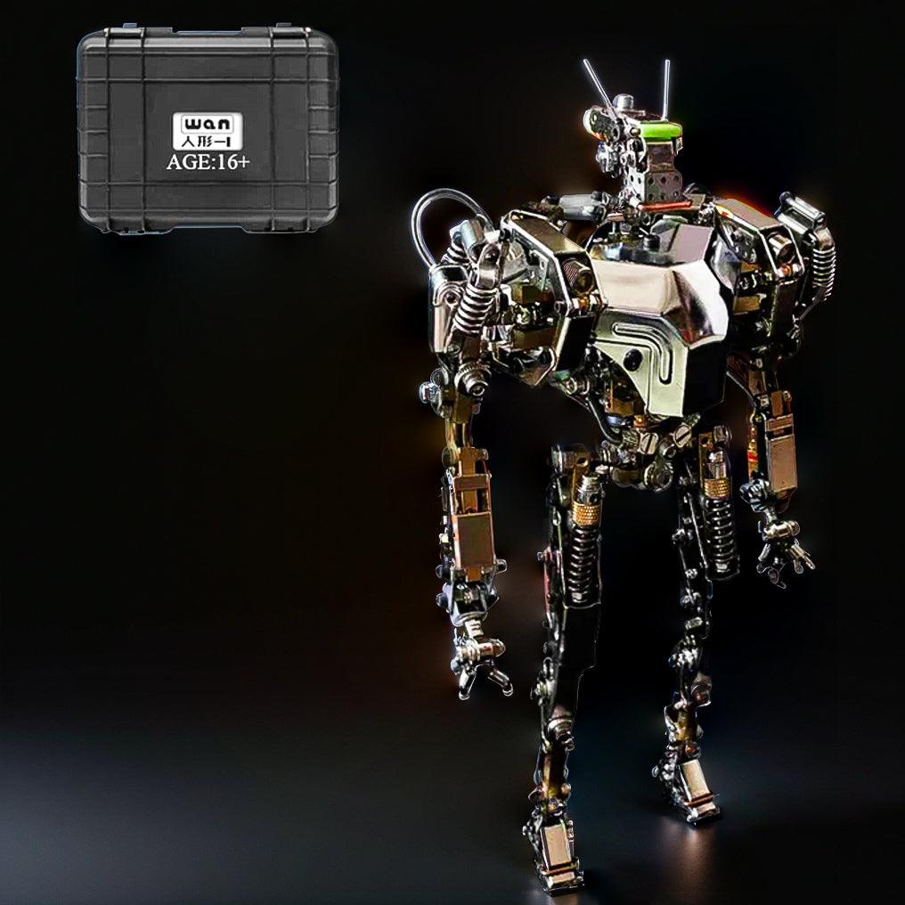 Copper and steel humanoid robot kit, a 15 hour build and collectible gift for mecha and sci-fi model fans