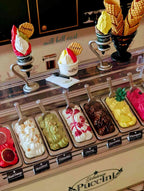 1:12 dollhouse food miniature featuring tiny ice cream cones and serving accessories for collectors and diorama makers