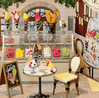 Tiny food collectible ice cream shop for 1:12 dioramas and dollhouse cafe scenes with cones scoops and shop signage