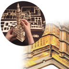 Big Ben wooden model kit with 220 laser-cut pieces and LED lights, a hands-on clock tower build for model collectors