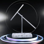 Iron Man 2 swinging sticks kinetic sculpture on a White marble base, a collector desk piece with hypnotic motion