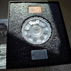 Gift boxed Iron Man arc reactor replica in a foam presentation case marked MK3, a Marvel collectible for Tony Stark fans