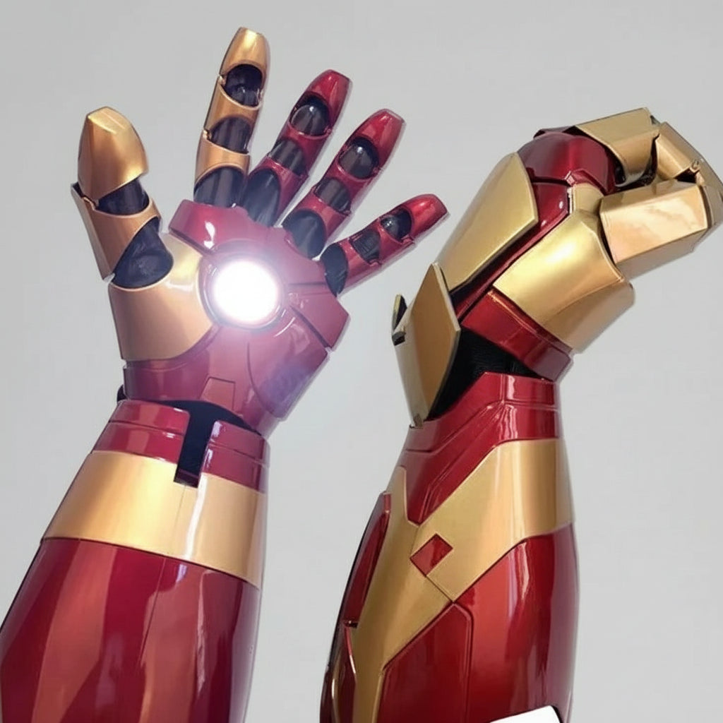 Wearable Iron Man Mark 42 LED gauntlet with glowing palm repulsor light for Marvel cosplay and movie replica display Left Hand Right Hand