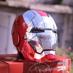 Marvel collectible Iron Man MK5 wearable helmet with combat mode red eyes and touch control in Gold and Silver