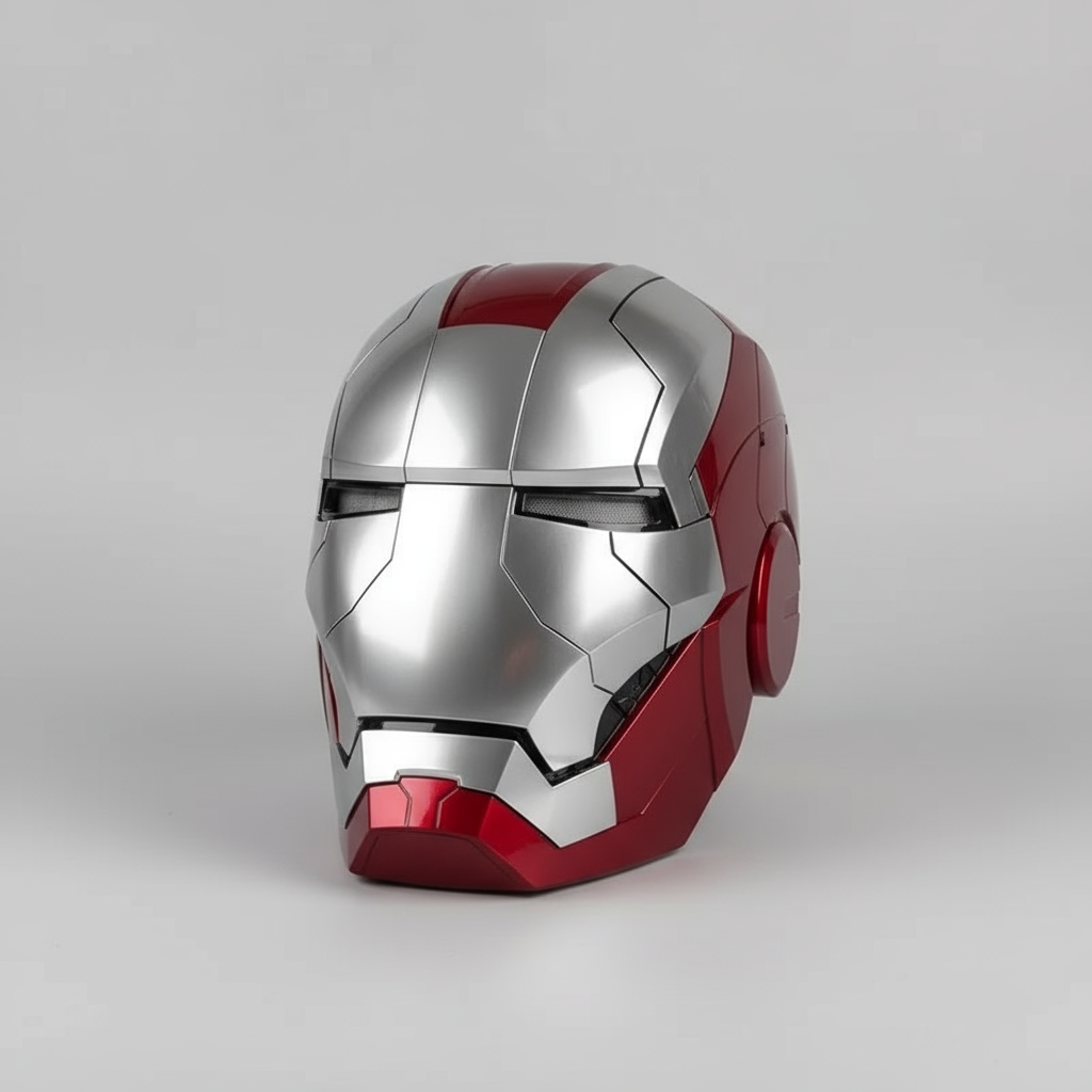Gift for Marvel fans Iron Man MK5 helmet with Jarvis voice control and motorized faceplate in Gold and Silver