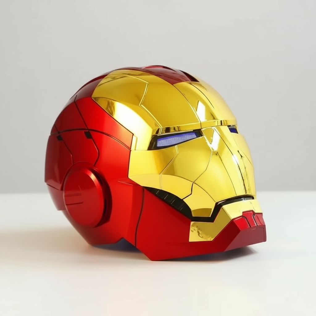 Gold 1:1 metal mask replica Iron Man MK5 helmet with motorized faceplate and Jarvis voice control for collectors