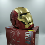 Gold Marvel collectible Iron Man MK5 helmet with led eyes and touch and remote control for display and cosplay