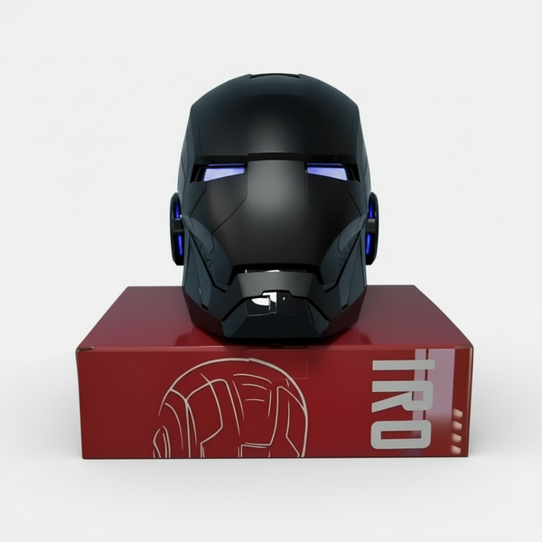 Wearable Iron Man MK5 helmet with JARVIS voice control and blue LED eyes for Marvel cosplay and costume wear MK5-60CM-BLK-BLUE