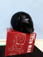 Wearable Iron Man MK5 helmet with blue eyes and voice control, a Marvel collectible mask and cosplay gift idea MK5-60CM-BLK-BLUE