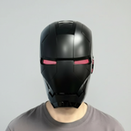 Black Iron Man MK5 helmet with motorized faceplate and red eyes for wearable Marvel cosplay and costume display MK5-60CM-BLK-RED