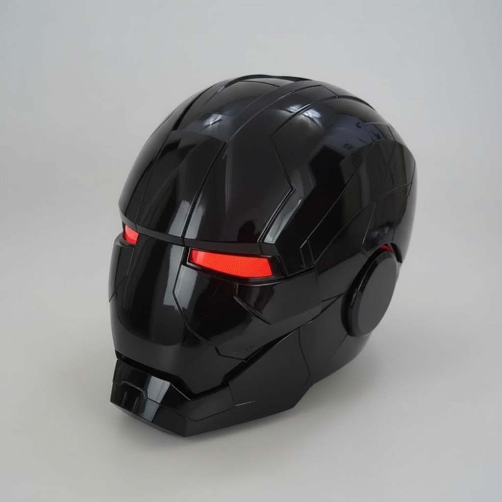 Iron Man MK5 helmet with JARVIS voice control and red combat eyes, a wearable metal mask for Marvel collectors MK5-60CM-BLK-RED
