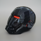 Black Iron Man MK5 cosplay helmet with red LED eyes and motorized mask for Marvel costume and convention wear MK5-60CM-BLK-RED