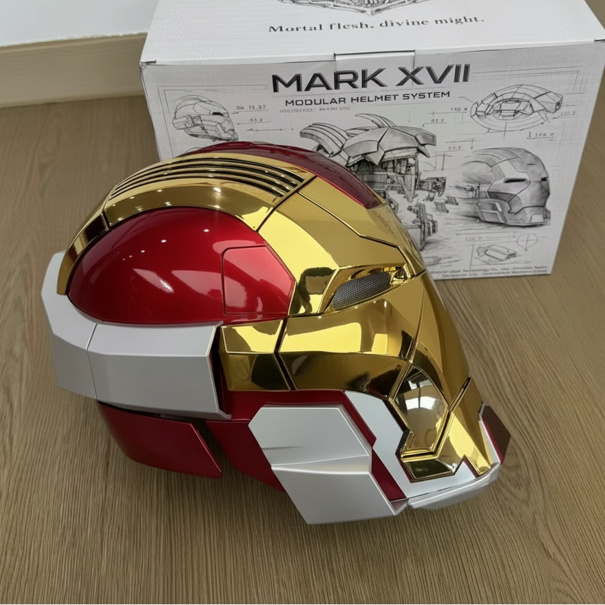 Gold Iron Man MK17 collectible helmet with voice control and motorized faceplate for wearable Marvel cosplay MK17-60CM-GLD
