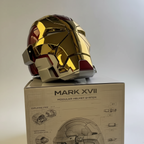 Gold Iron Man Mark 17 wearable helmet replica with voice control and LED eyes for Marvel fan desk display MK17-60CM-GLD
