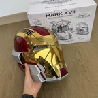 Iron Man MK17 gold helmet with 2.4G remote and touch controlled LED eyes for wearable Marvel cosplay costume MK17-60CM-GLD