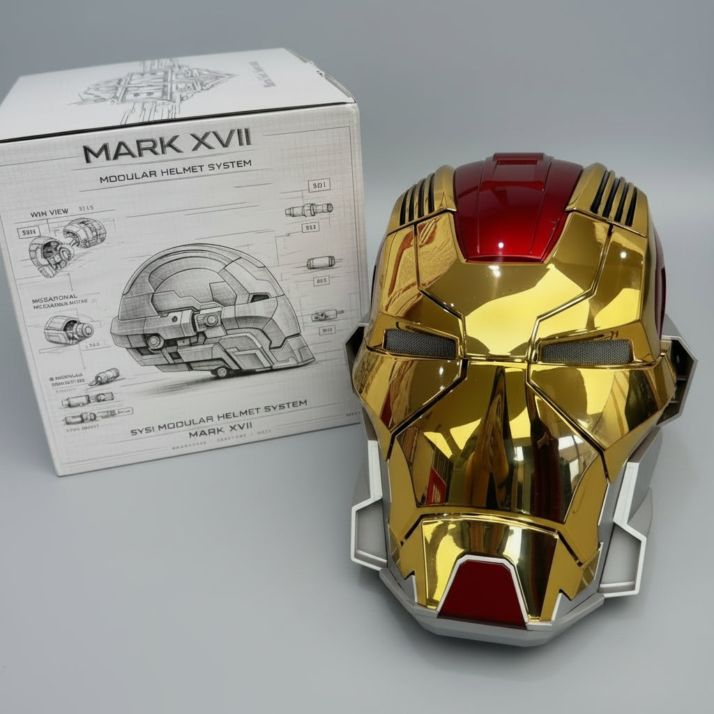 Gold finish Iron Man MK17 wearable helmet with voice control and LED eyes for Marvel cosplay collectors MK17-60CM-GLD