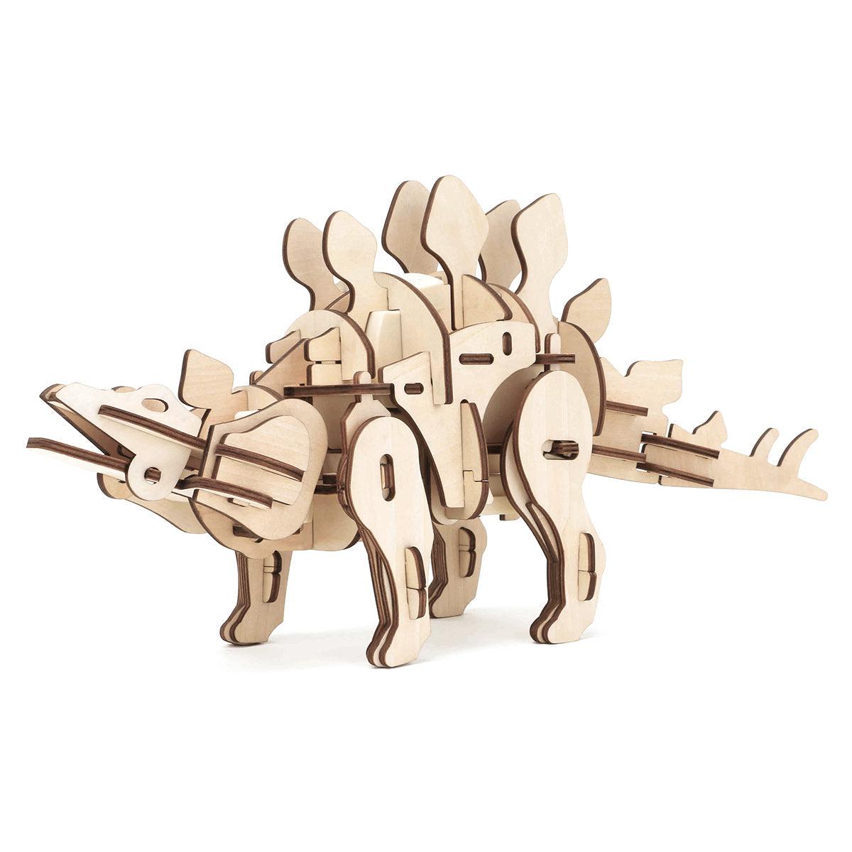 Remote control walking Stegosaurus dinosaur robot kit with lights and sounds, a STEM toy for kids age 6 and up