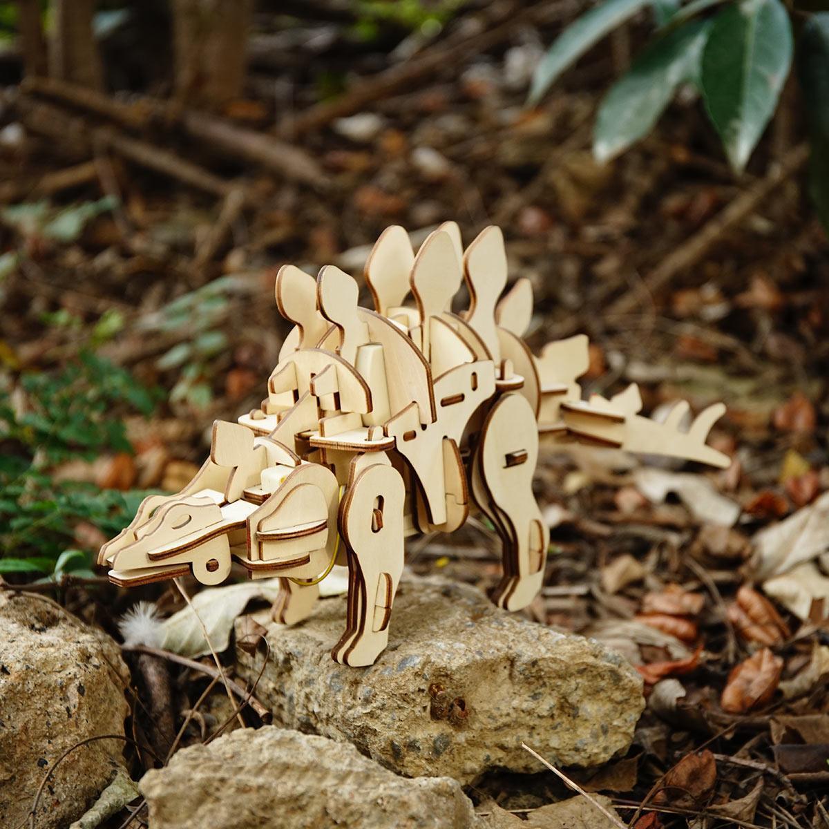 Buildable dinosaur robotics project teaching motors, gears and sensors, a hands-on STEM kit for young scientists