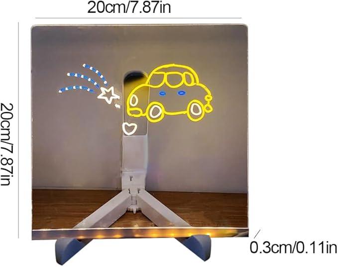 Compact 20 cm light up writing board on a folding tripod stand, a USB night light for a kids desk or bedside table