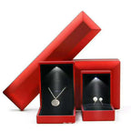 Red LED necklace and ring box set with automatic light for a pendant and ring bridal gift on a wedding day D-Red