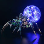 Steampunk spider mood lamp casting soft blue light, USB rechargeable robot decor for a bedroom or office night glow