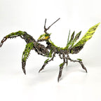 Luminous praying mantis 3D metal model kit built from over 1000 stainless steel parts for adult collectors, available in Green and Purple