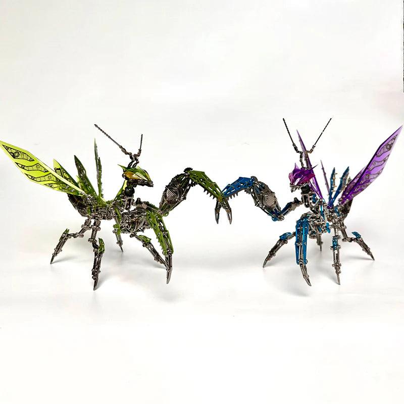 3D metal mechanical insect model kit as a hobby and collector gift idea for engineering and puzzle fans, available in Green and Purple