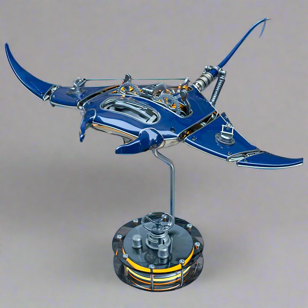 Manta ray 3d metal model with glowing LED lights and lifelike swimming wings for adult marine hobbyists