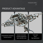 Kinetic manta ray metal sculpture with 200 plus aluminum and brass pieces for engineering model builders