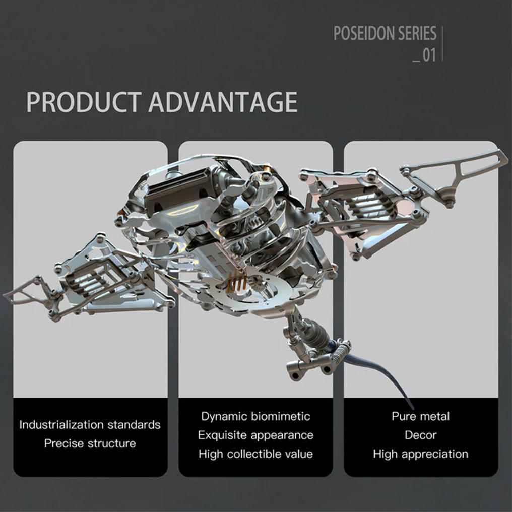 Kinetic manta ray metal sculpture with 200 plus aluminum and brass pieces for engineering model builders