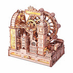 London marble run wooden 3D puzzle with Big Ben, Tower Bridge, and the London Eye for family STEM building