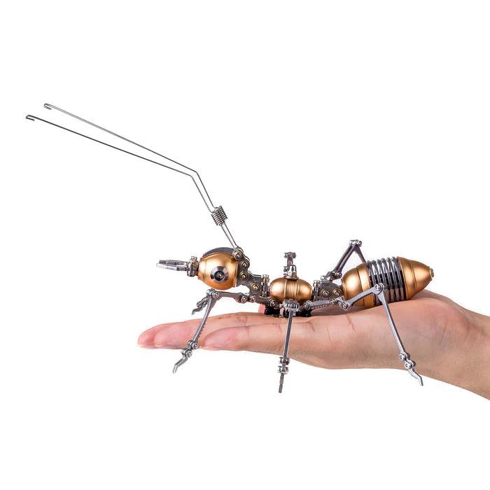Golden metal ant model kit with articulated joints and lifelike scale for insect model collectors and hobby builders Golden version.