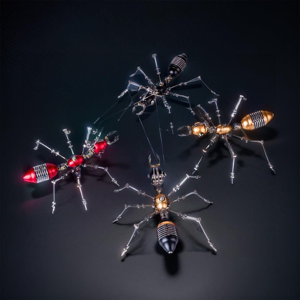 Assembled metal ant models in mixed metal finishes for insect model collectors, hobby builders, and a puzzle fan gift Golden and Black Golden versions.