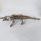 Metal model crocodile with an articulated geared spine, a collectible desk decor kit for adults who love engineering
