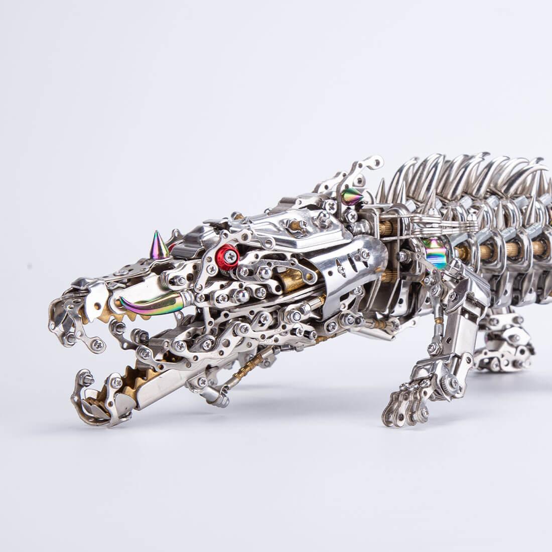1500 piece metal crocodile sculpture kit that locks together without glue, a focused weekend build for adult makers