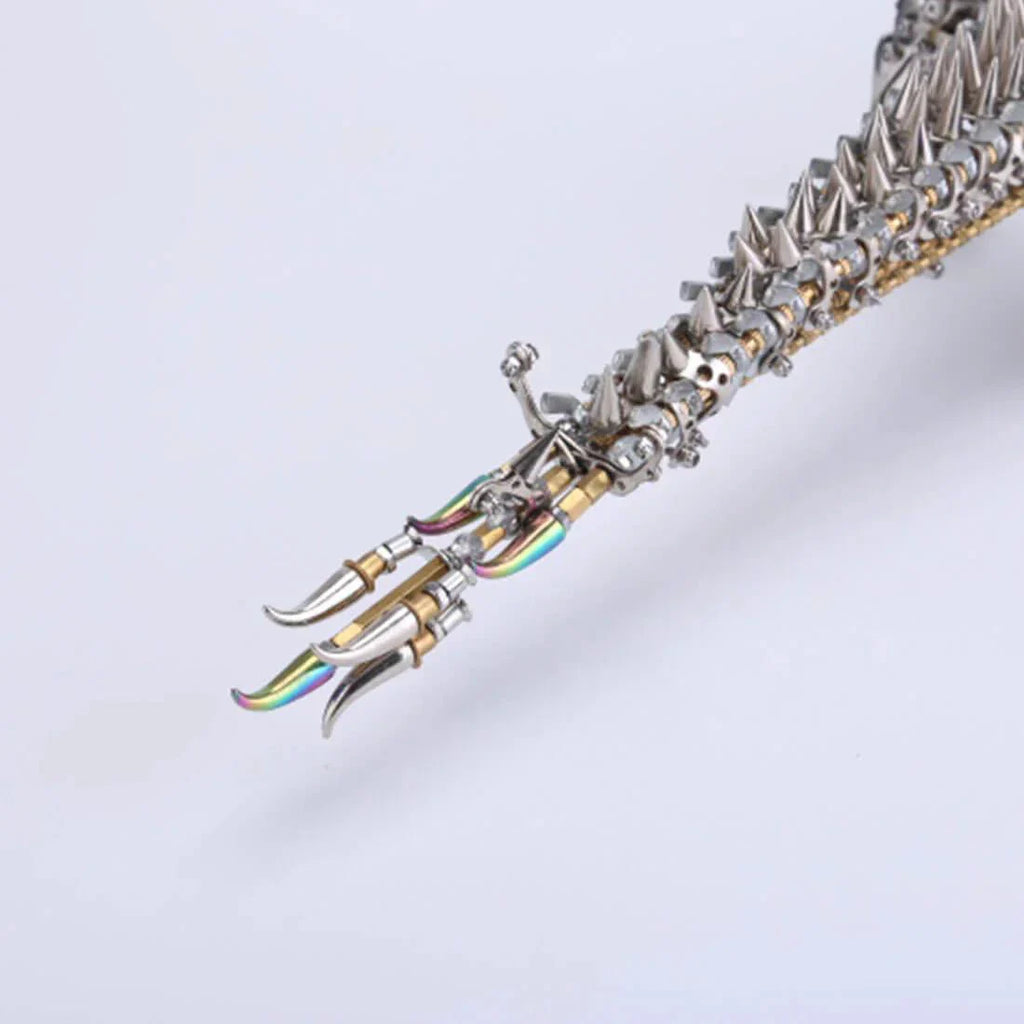 Mechanical animal model kit shaped as a crocodile with precision cut steel parts for a steampunk collector display
