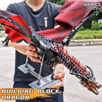 1889 piece fire dragon construction set shown at hand held scale, a detailed building gift for fantasy and model builders Fery Dragon