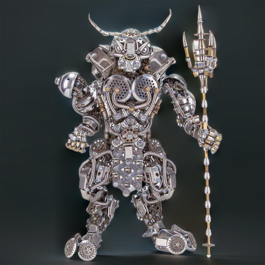 Steampunk Minotaur metal model kit with over 2500 stainless steel and copper pieces for advanced adult model builders.