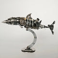 Steel mechanical shark model kit with mounted display stand and 209 pieces for adult puzzle collectors