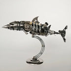Steel mechanical shark model kit with mounted display stand and 209 pieces for adult puzzle collectors